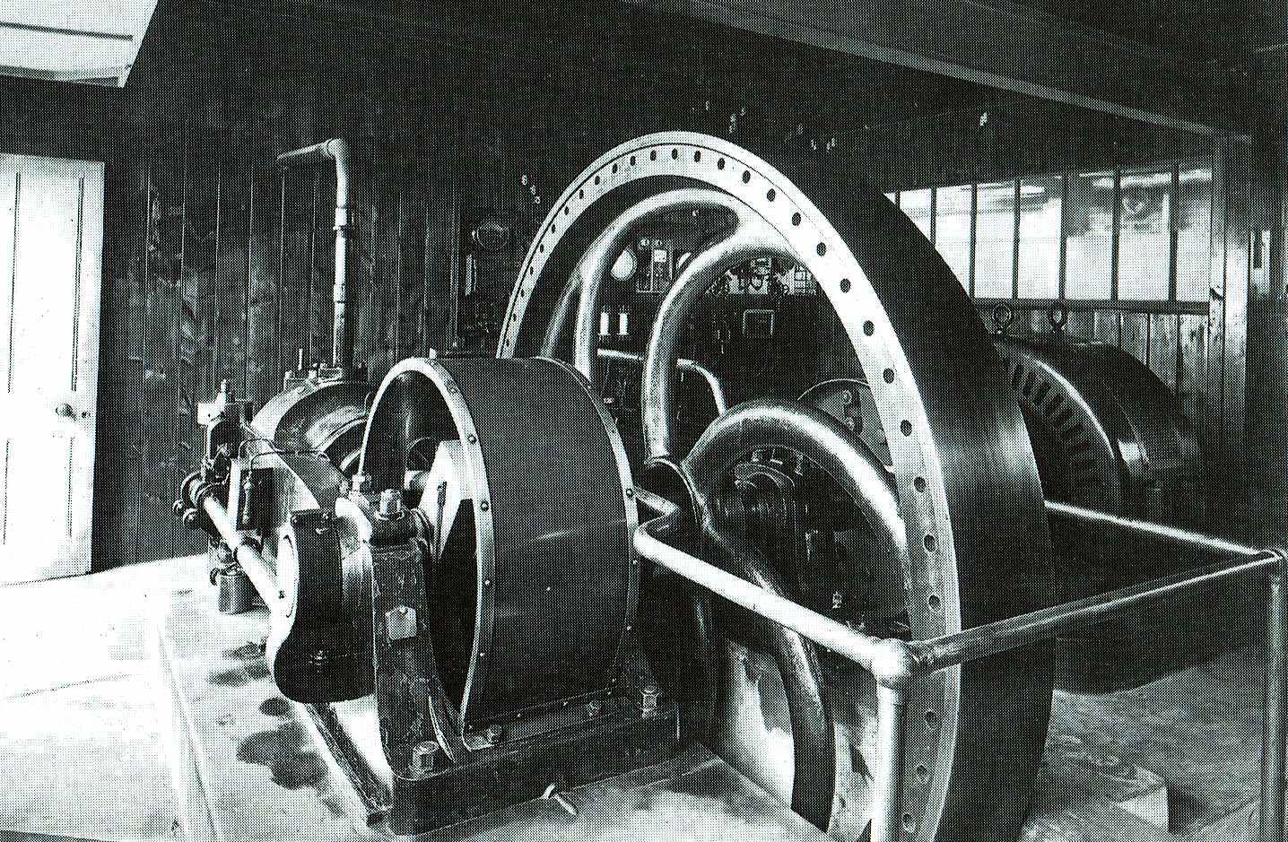 The gas engine used to generate electricity at Herstmonceux Museum