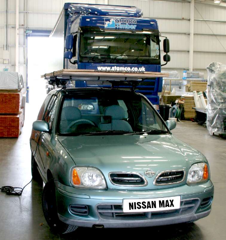 Nissan Micra and 38 ton articulated truck