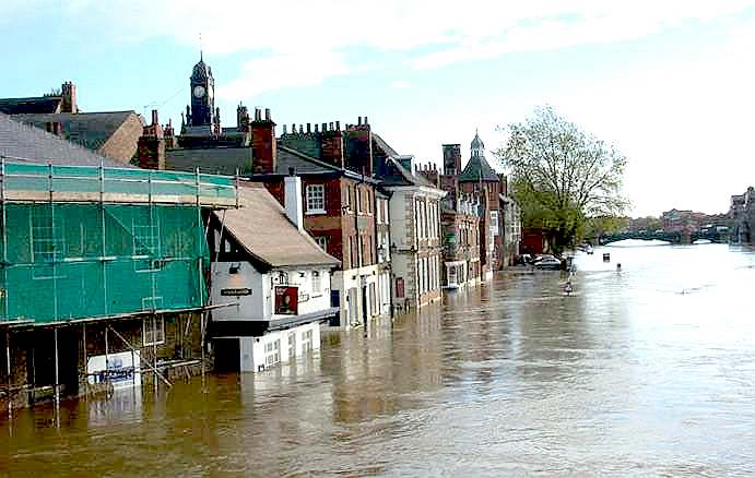 Lewes in East Sussex, flooding in the town centre