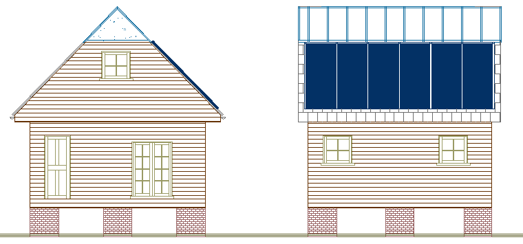 Solar thermal collector integrated in the roof of a new flatpack