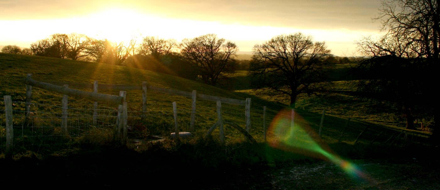 The rolling Sussex countryside sunset in December 2017